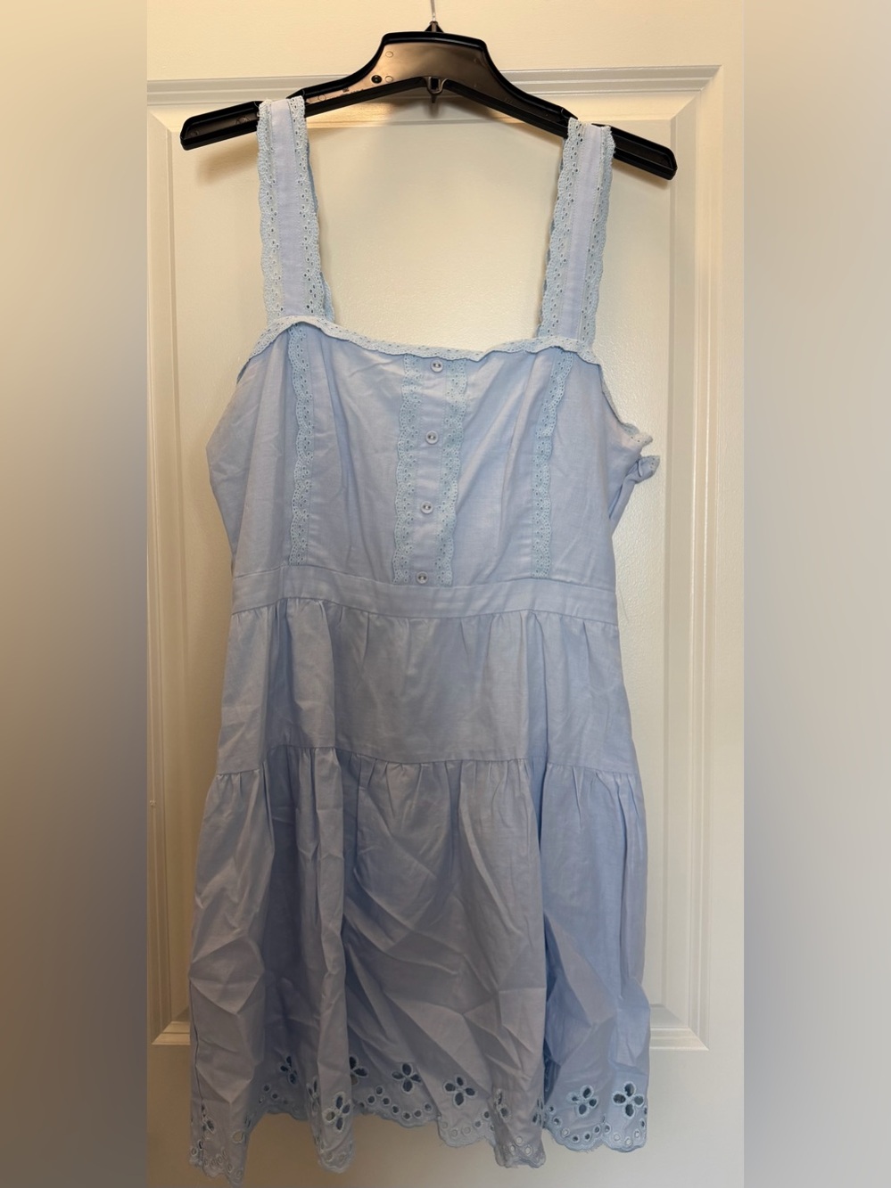 Lost + Wander Pale Blue Eyelet Tiered Sundress